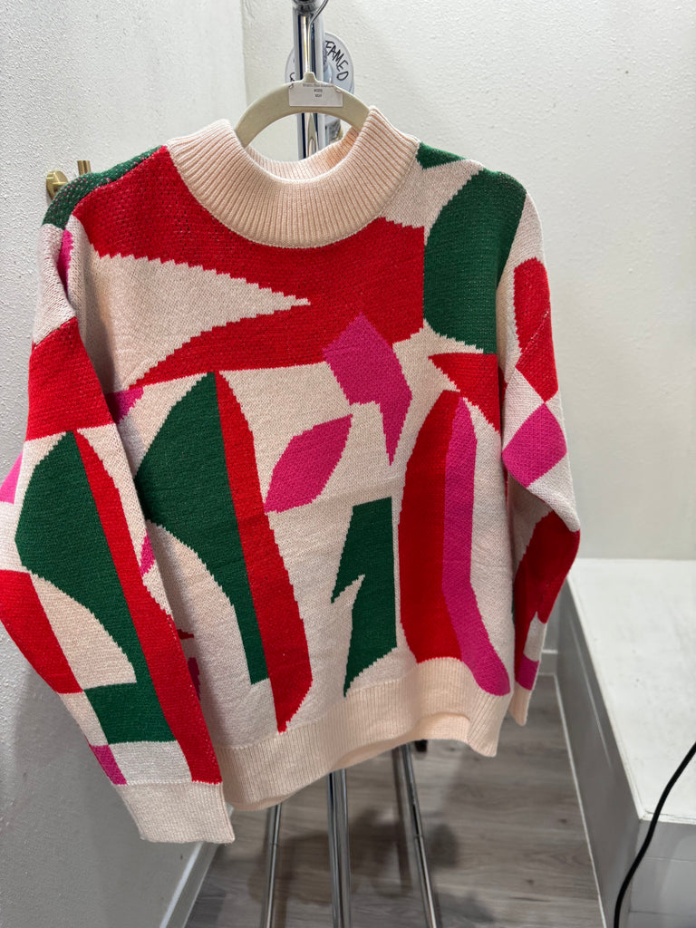 Cream Abstract Sweater
