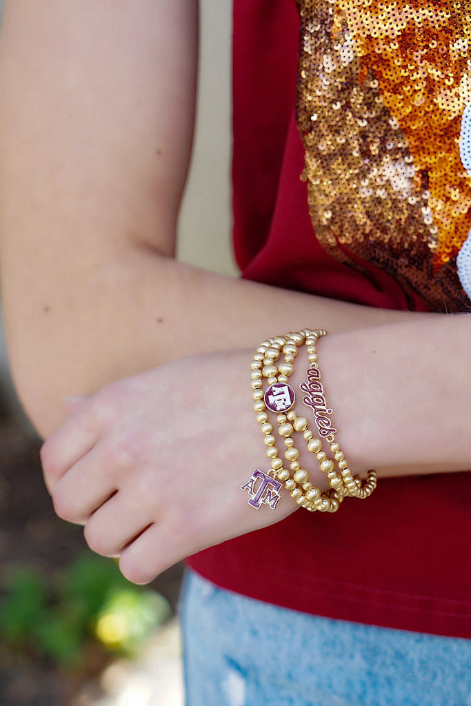 Collegiate Ball Bead Stretch Bracelet