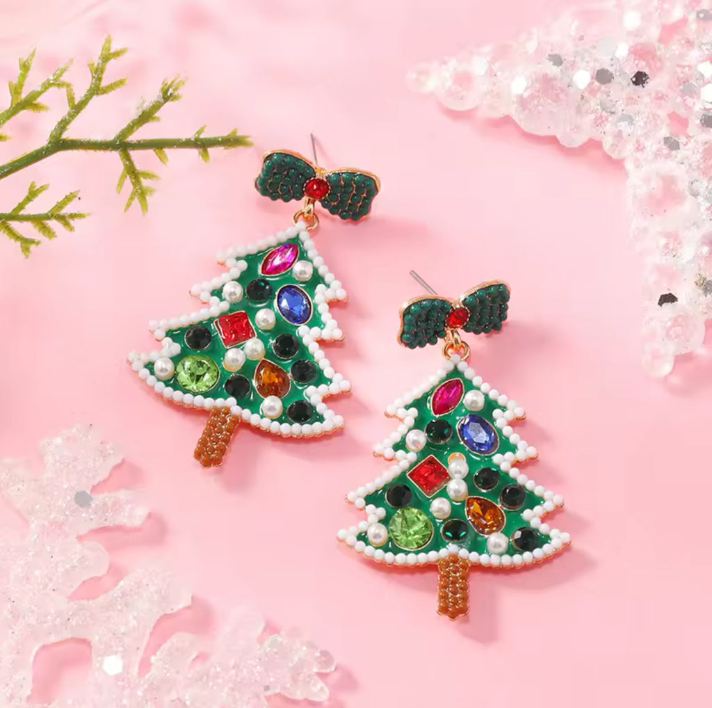 Pearl Christmas Tree Earrings