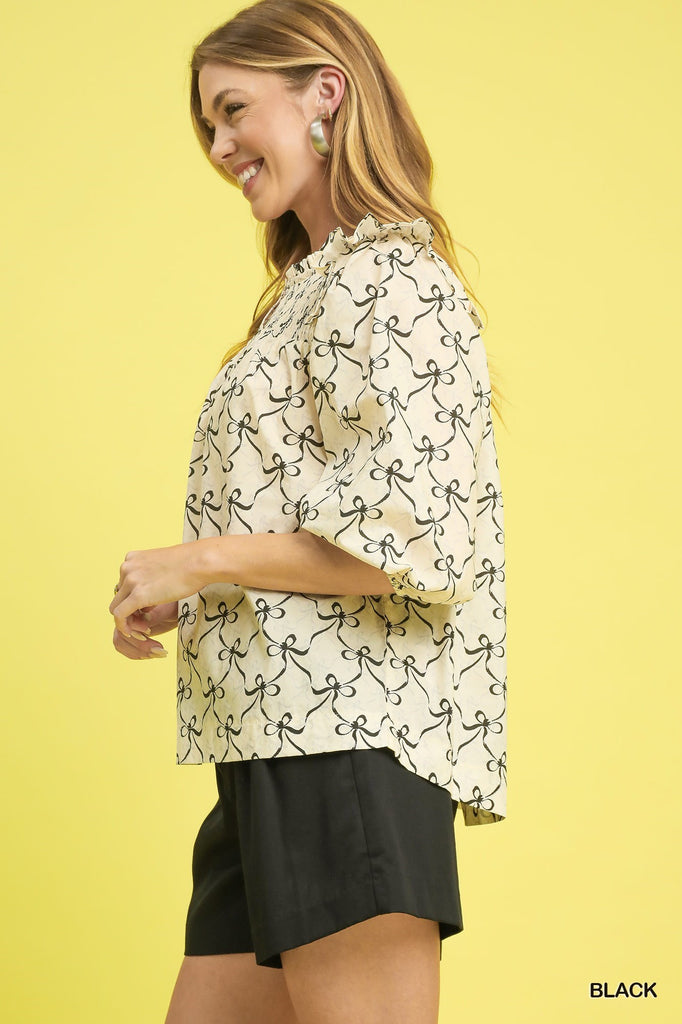 Black Bow Swirl Top