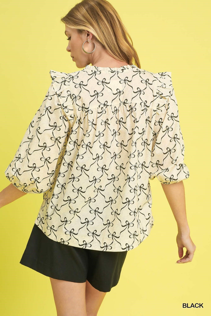 Black Bow Swirl Top