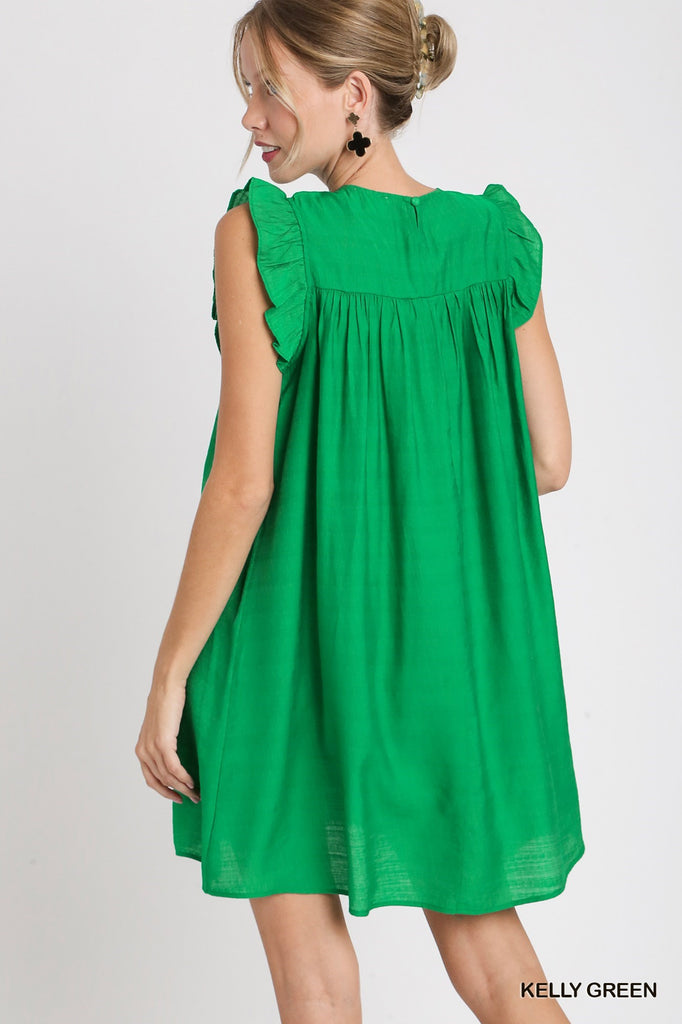 Kelly Green Flutter Dress