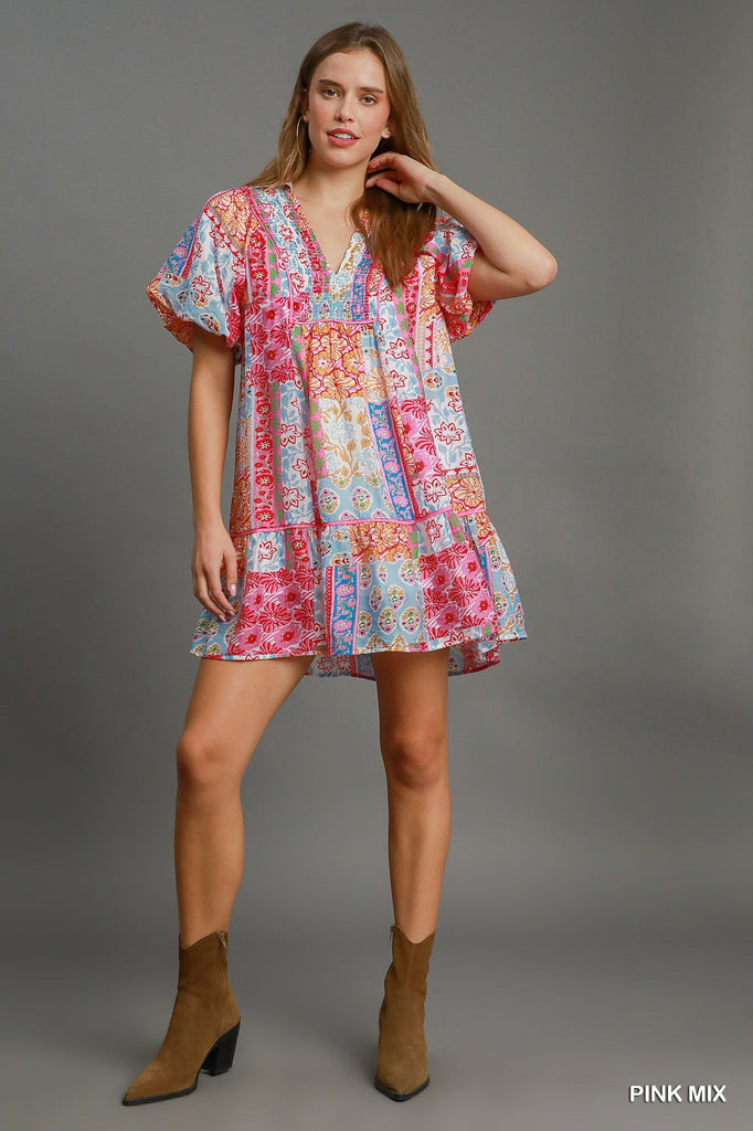 Mixed Print Spring Dress