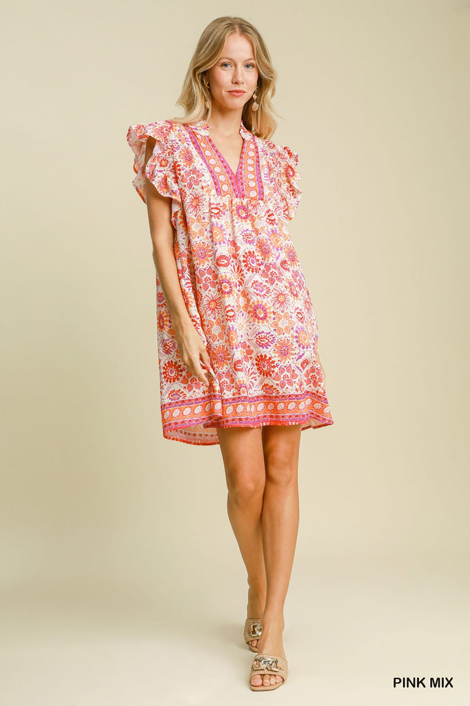 Pink Mixed Border Dress