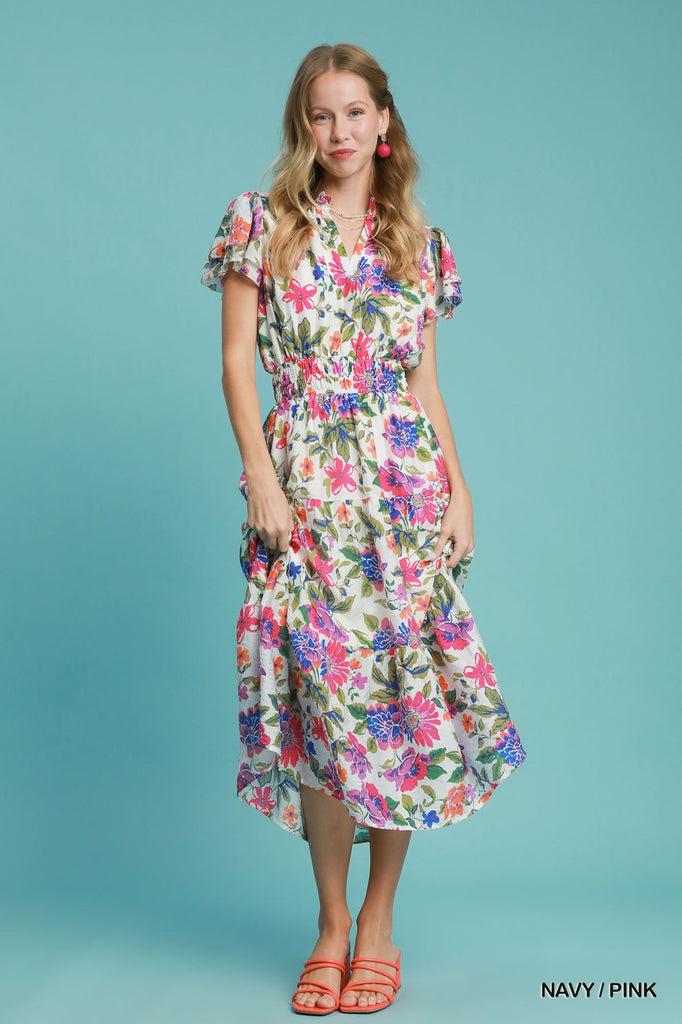 Fun Floral Midi Dress