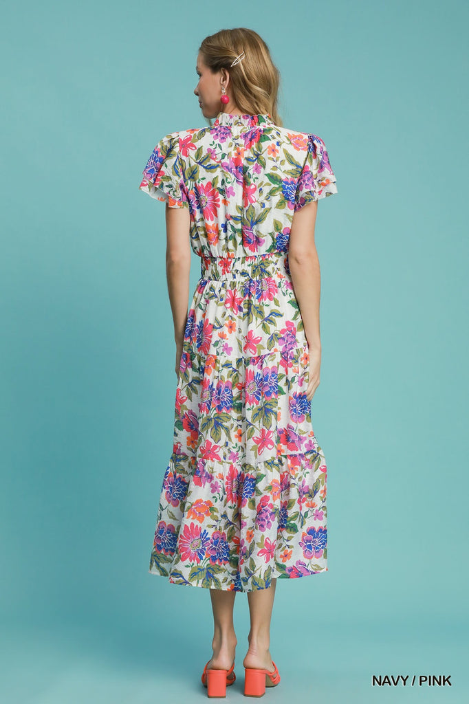 Fun Floral Midi Dress