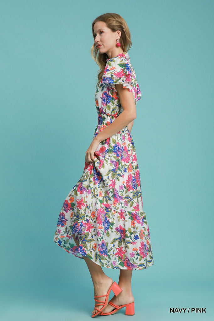 Fun Floral Midi Dress