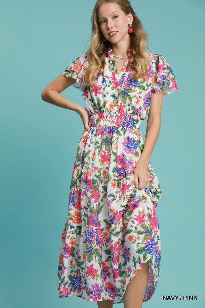 Fun Floral Midi Dress