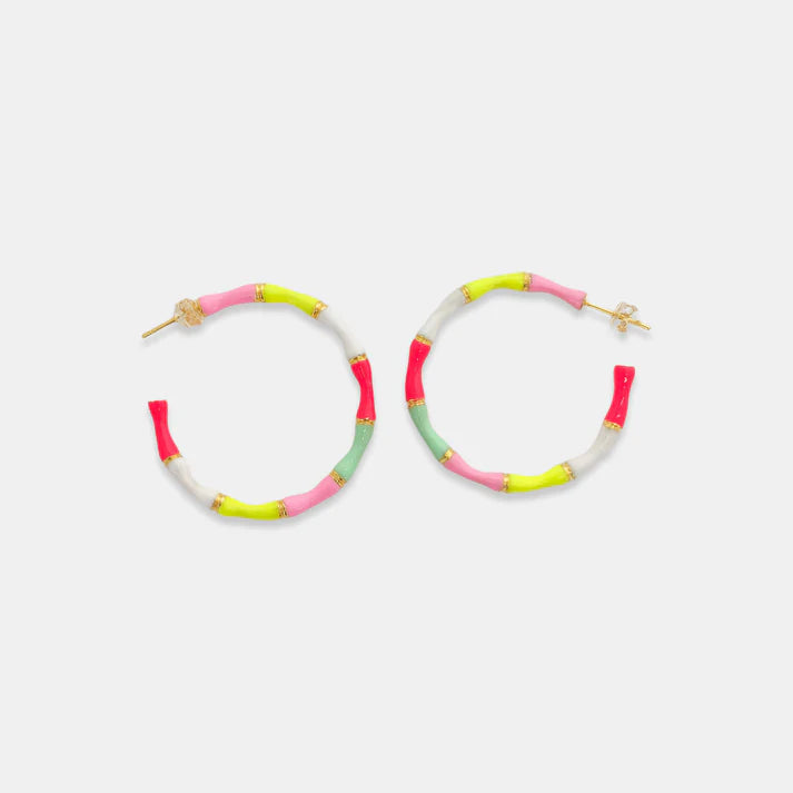 Colorful Bamboo Hoop Earrings