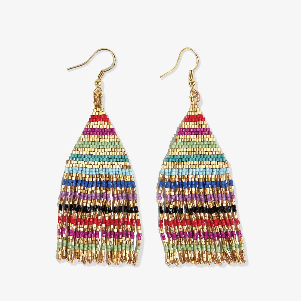 Lexie Striped Beaded Fringe Earrings