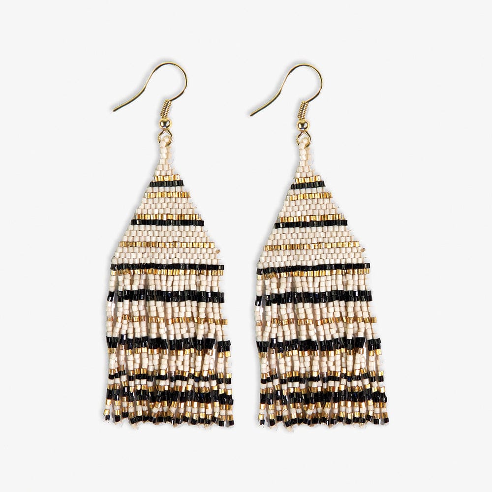 Lexie Striped Beaded Fringe Earrings