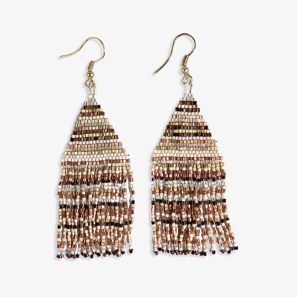 Lexie Striped Beaded Fringe Earrings