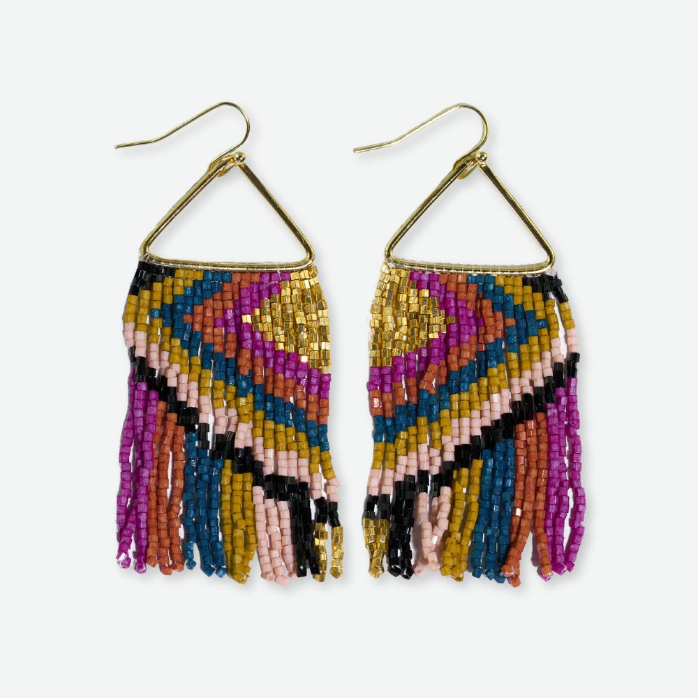 Paige Ascending Blocks Beaded Earrings