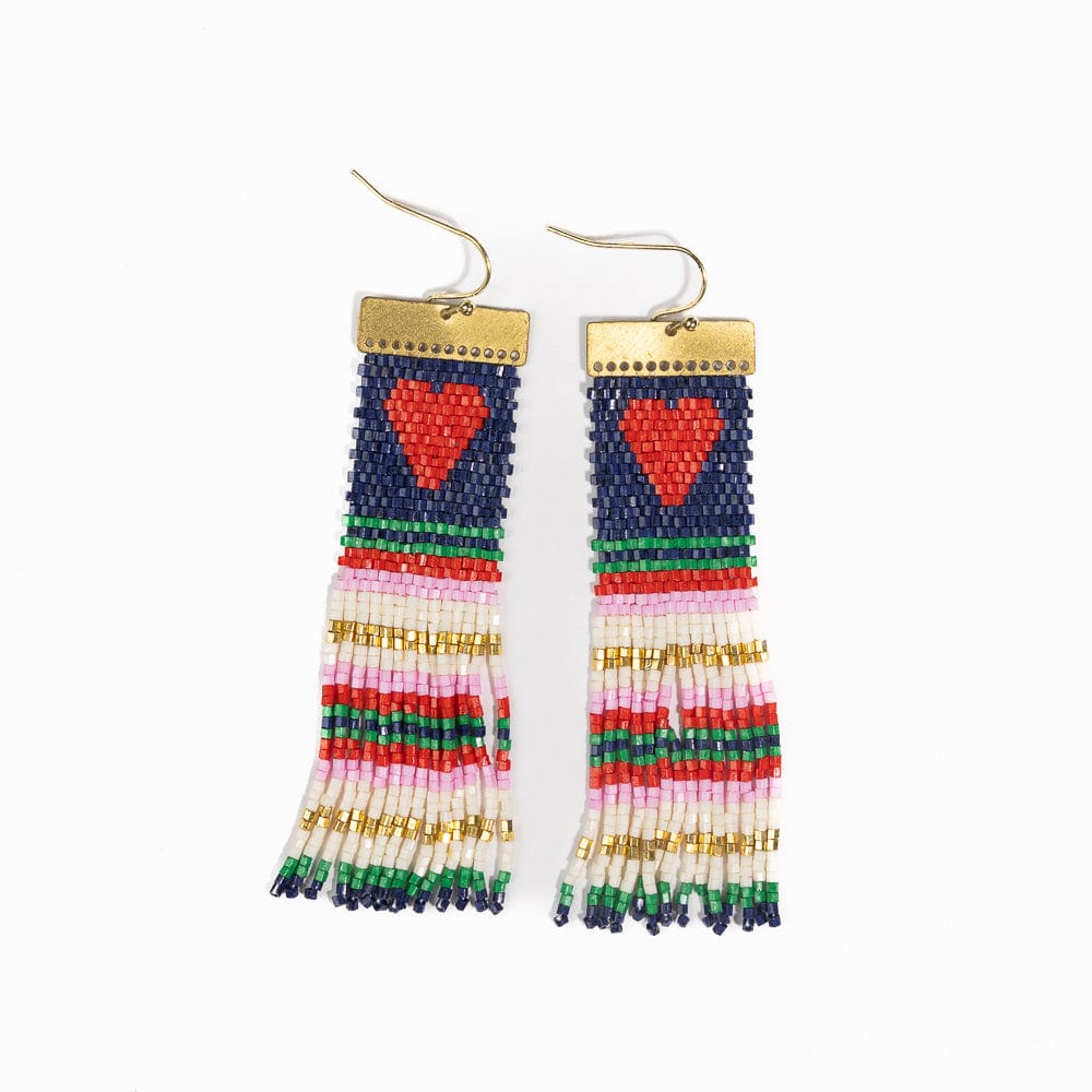 Lauren Heart Striped Beaded Earrings