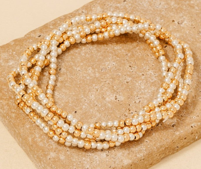 Metallic Beaded Bracelet Set