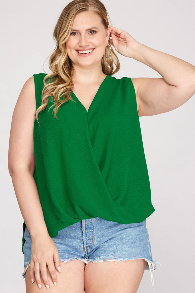 Green Surplice Tie Back Top