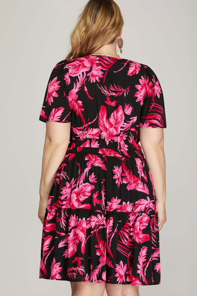 Black Pink Floral Dress