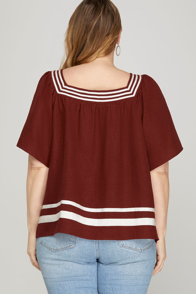 Maroon Square Neck Top