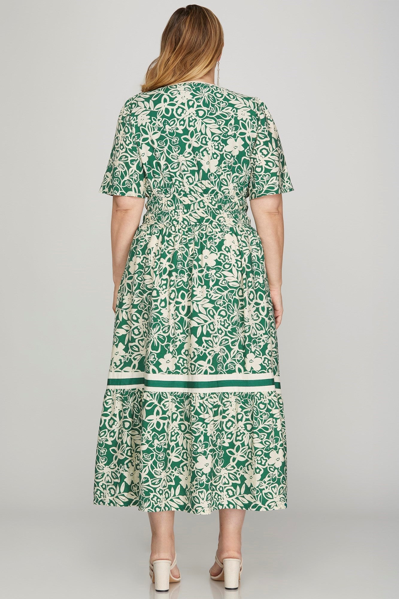 white and green floral midi dress Darling Daisies Green Floral Print Midi Dress