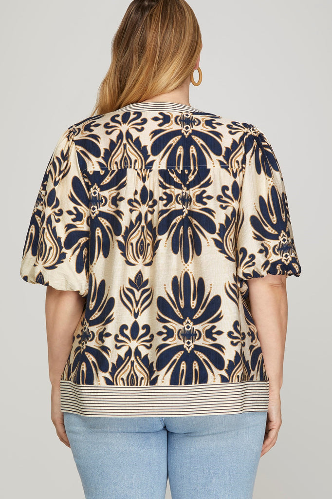Navy Trim Border Top