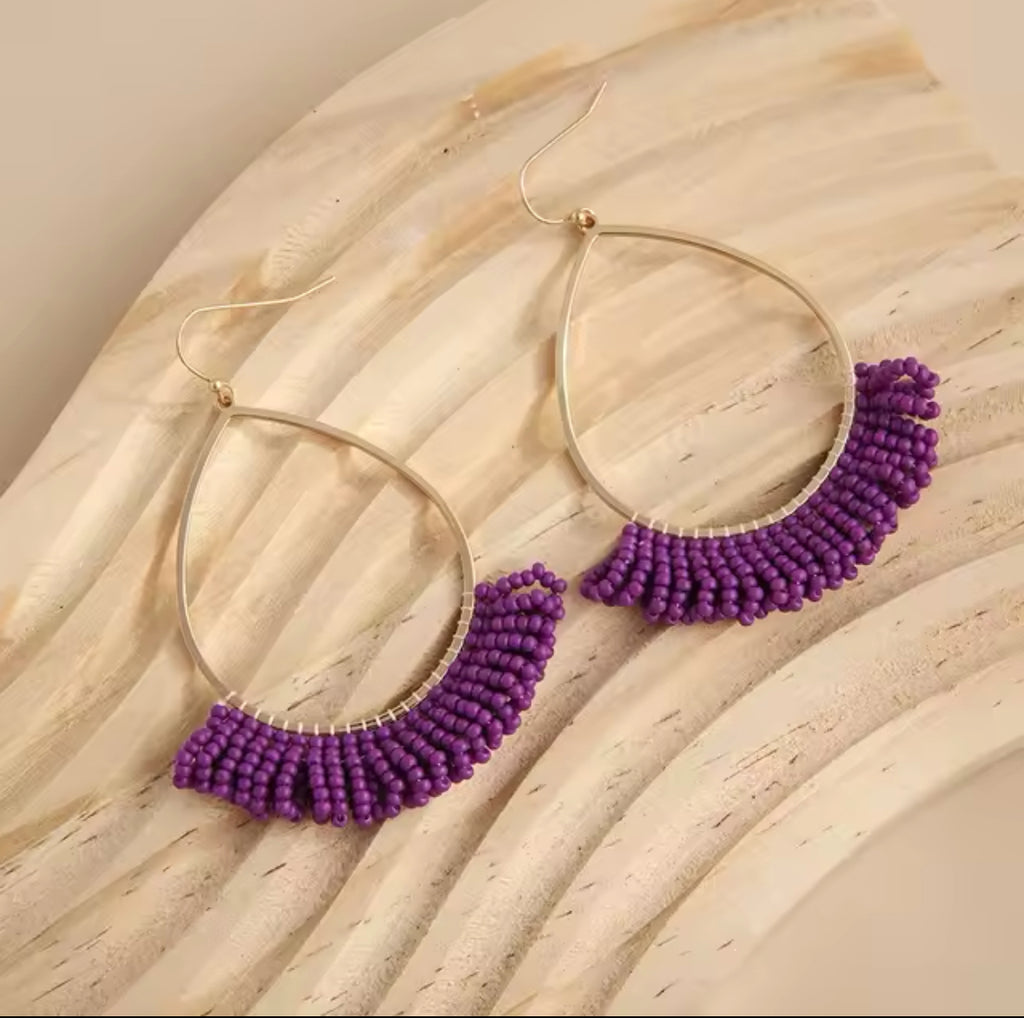 Color Beaded Hoops