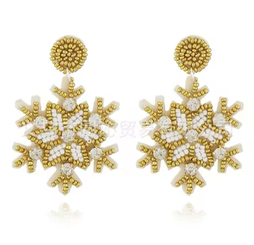 Beaded Snowflake Earrings