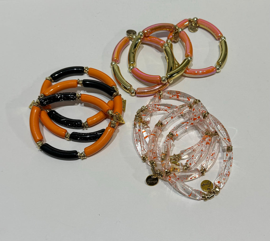 Orange Acrylic Stackable Bracelets