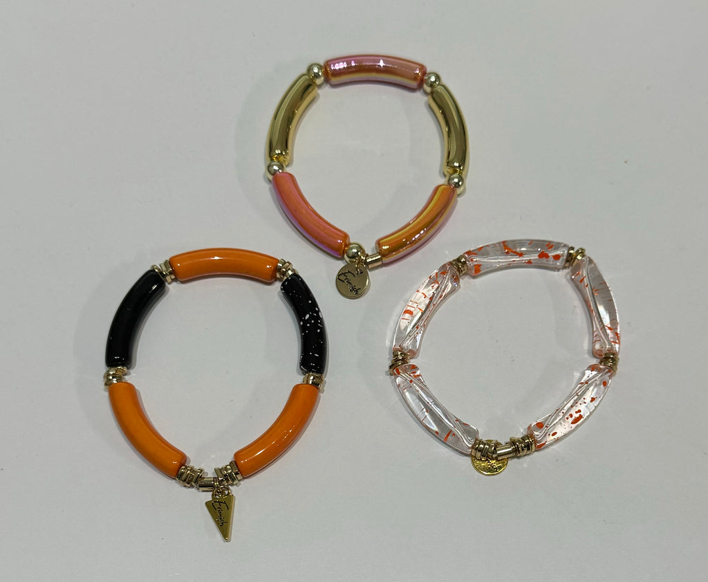 Orange Acrylic Stackable Bracelets