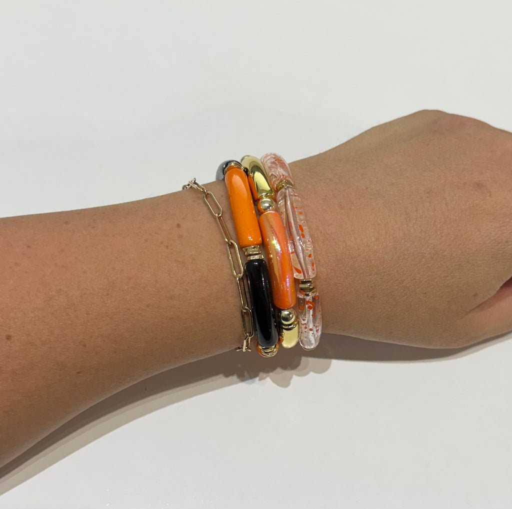 Orange Acrylic Stackable Bracelets