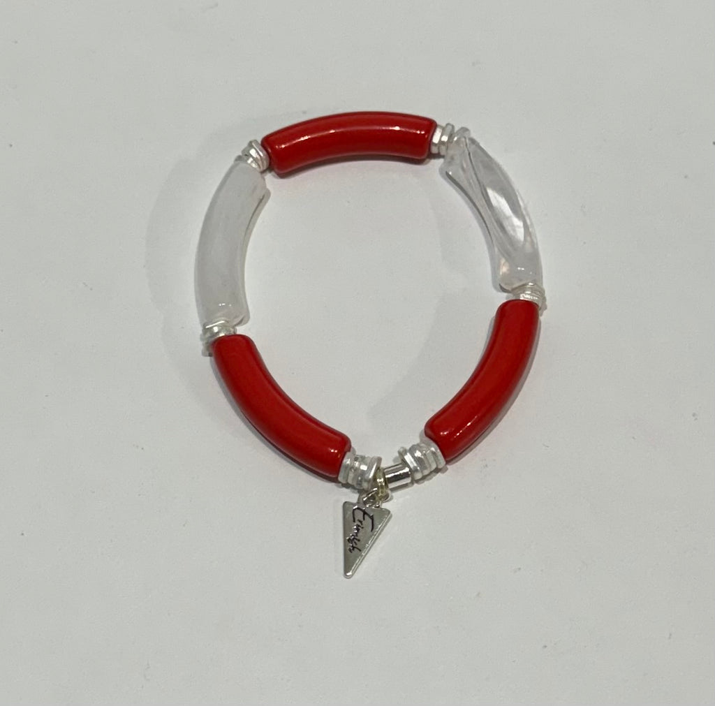 Red & White Acrylic Stackable Bracelet