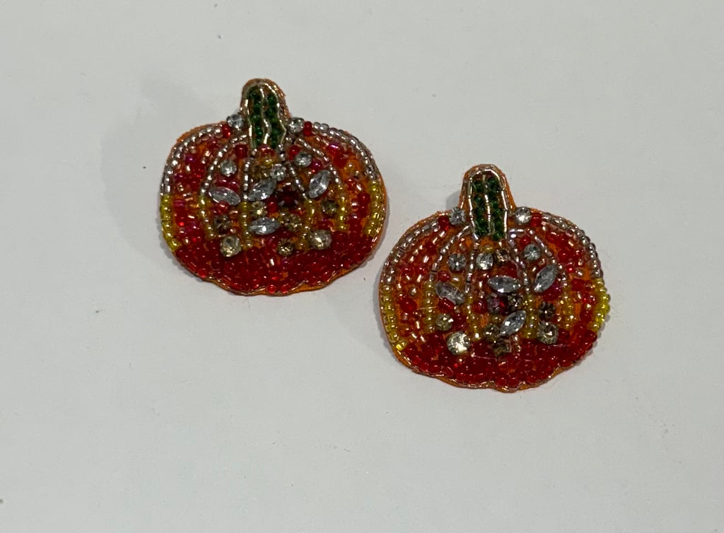 Gorgeous Beaded Pumpkin Earrings