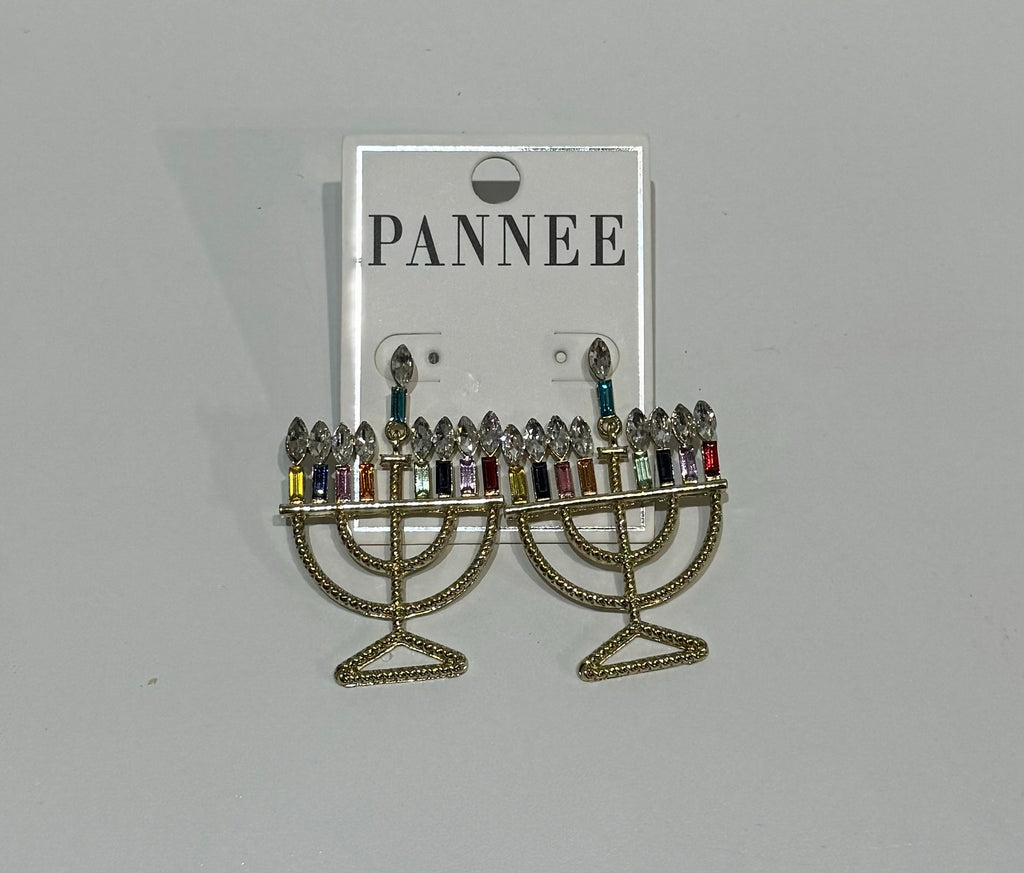 Menorah Rhinestone Earrings