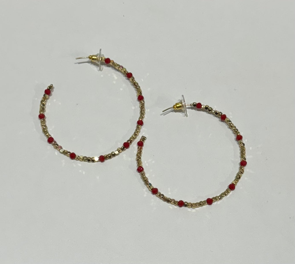 Red Gold Shimmer Hoops