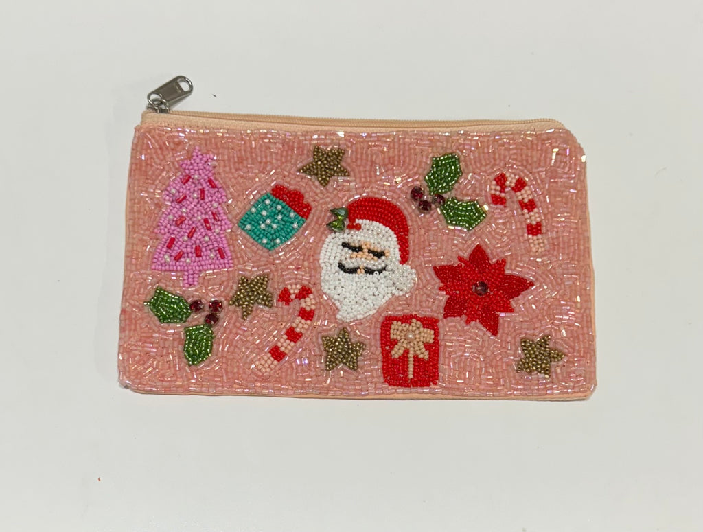 Beaded Pouch, Santa Icons