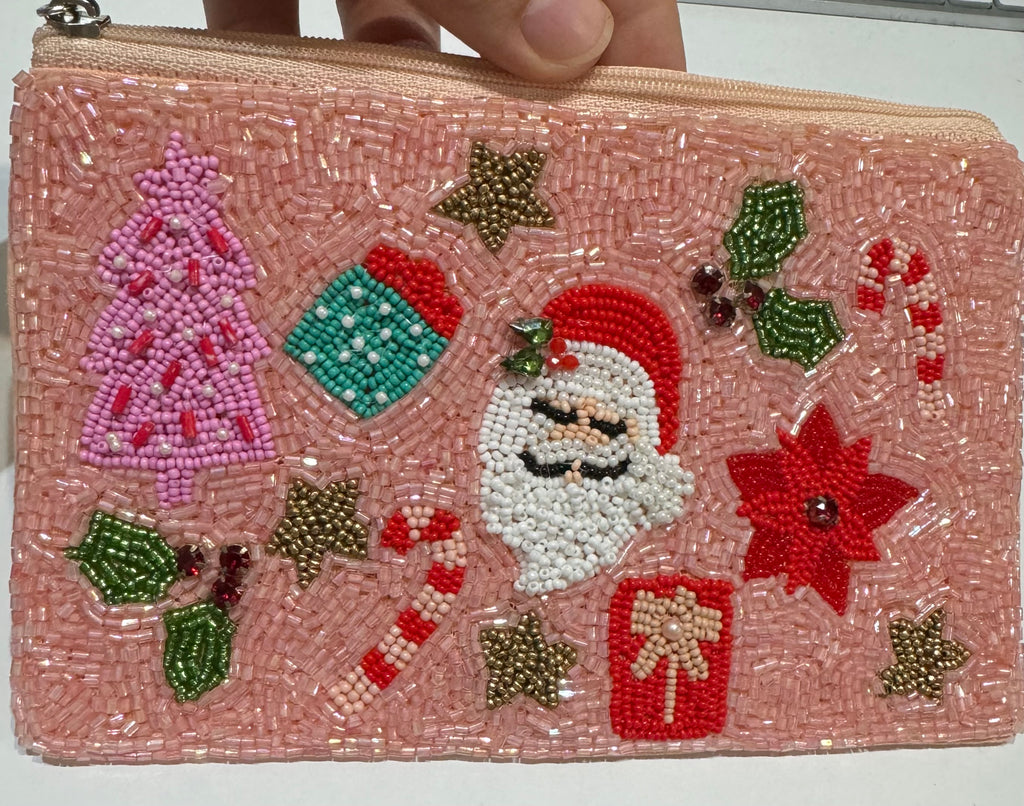 Beaded Pouch, Santa Icons