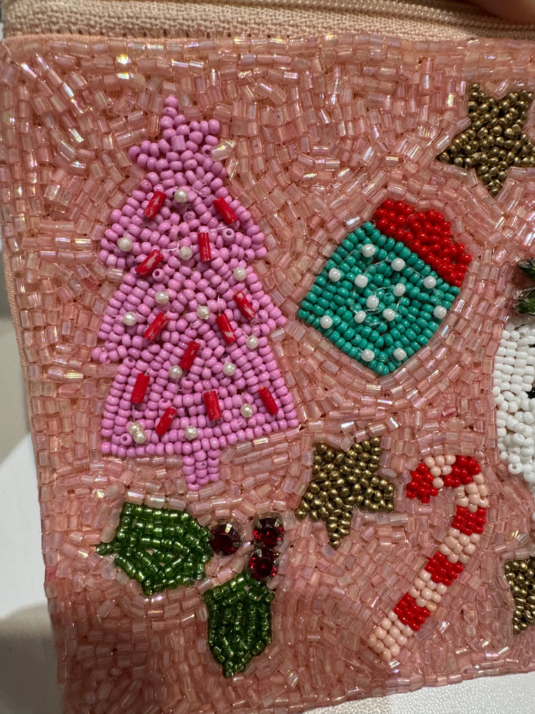 Beaded Pouch, Santa Icons