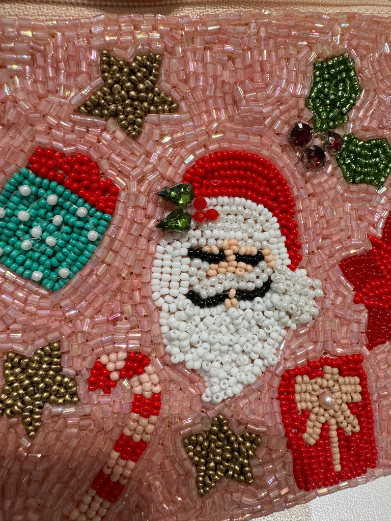 Beaded Pouch, Santa Icons