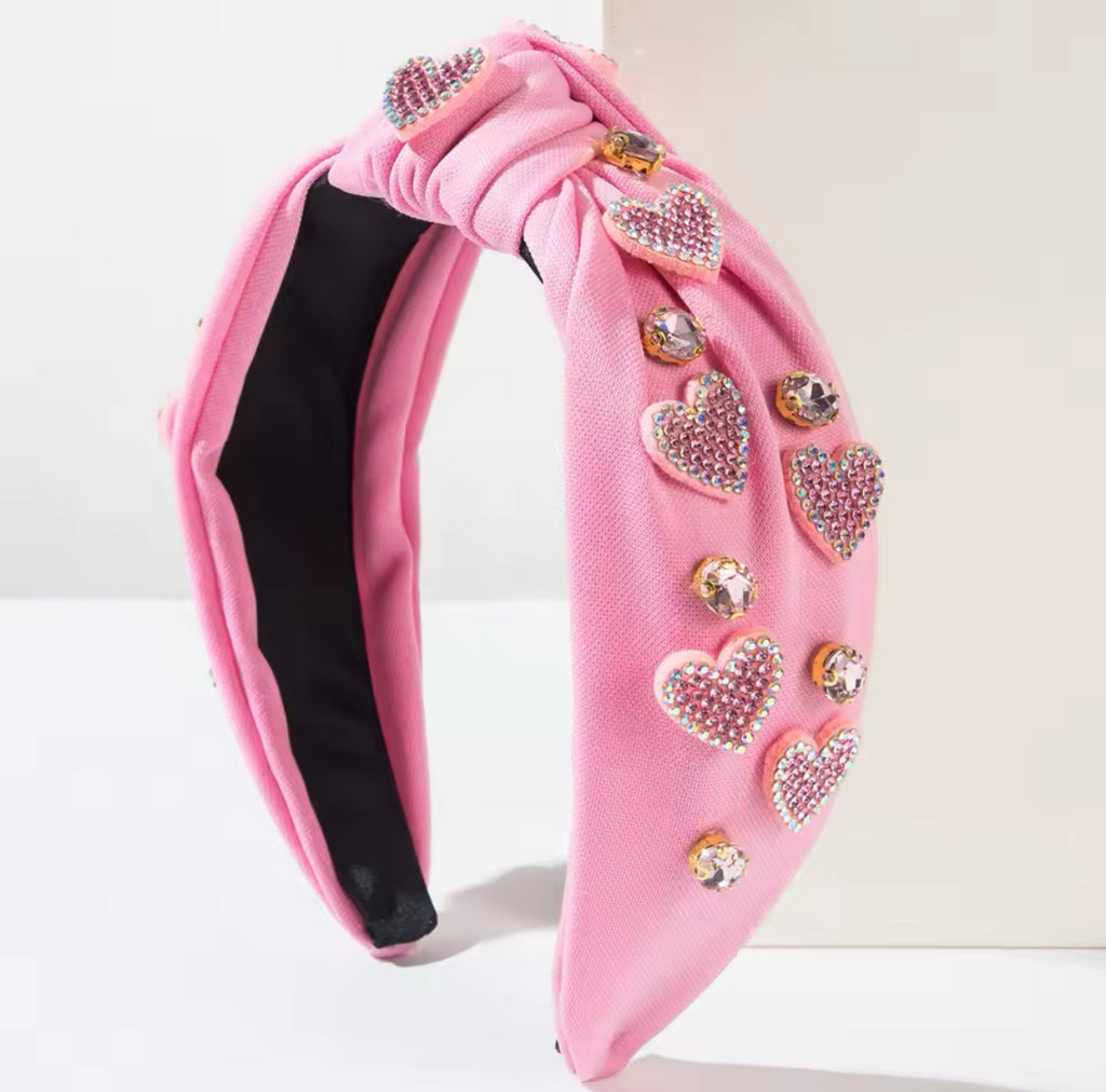 Rhinestone Heart Headband, 2 Colors