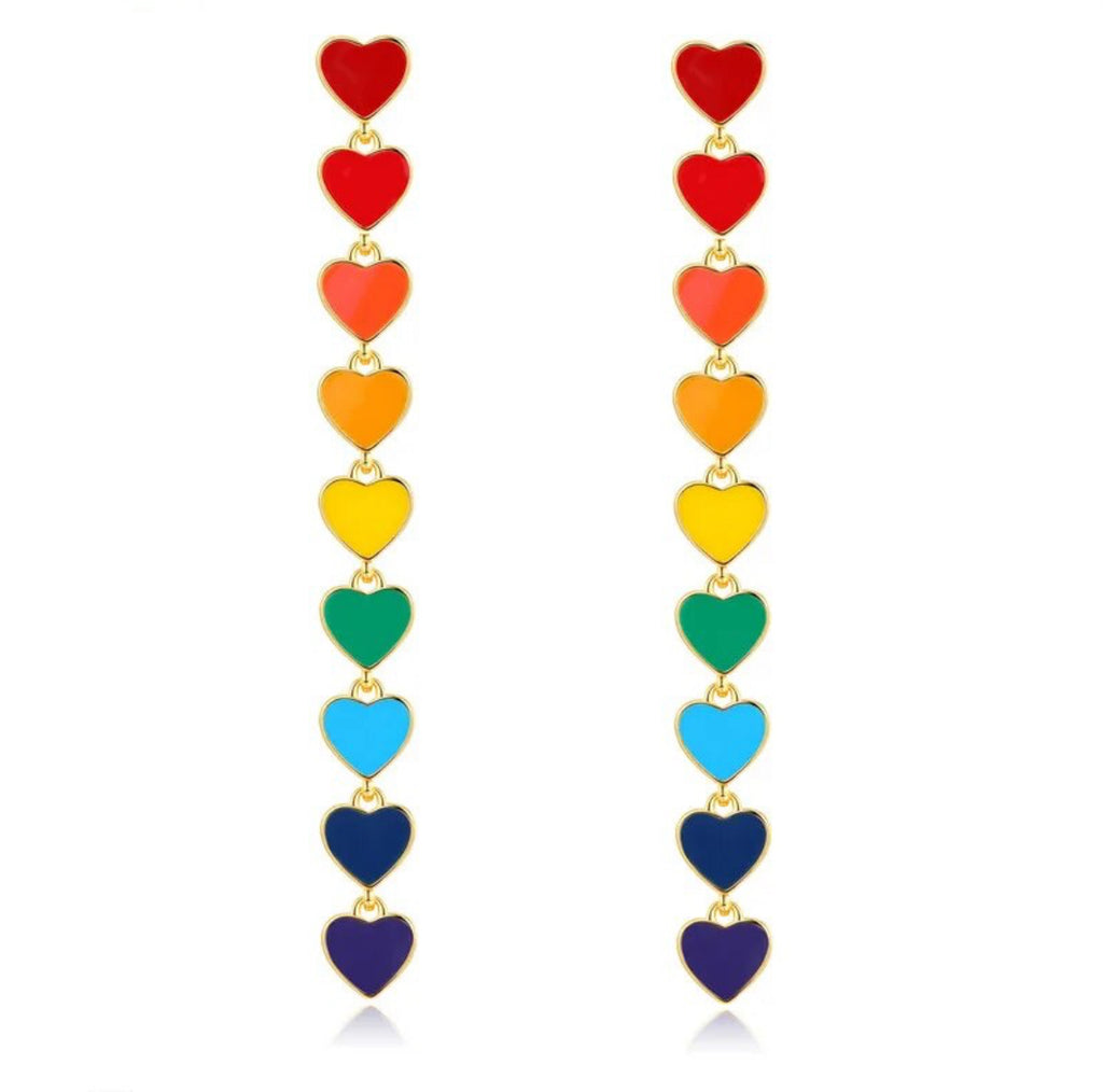 Rainbow Heart Drop Earrings