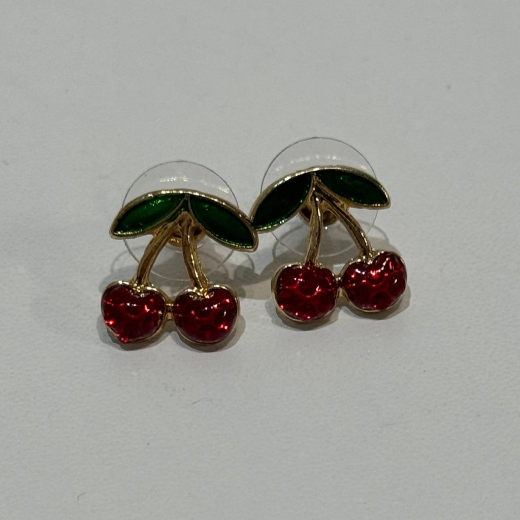 Baby Cherry Glitter Stud Earrings