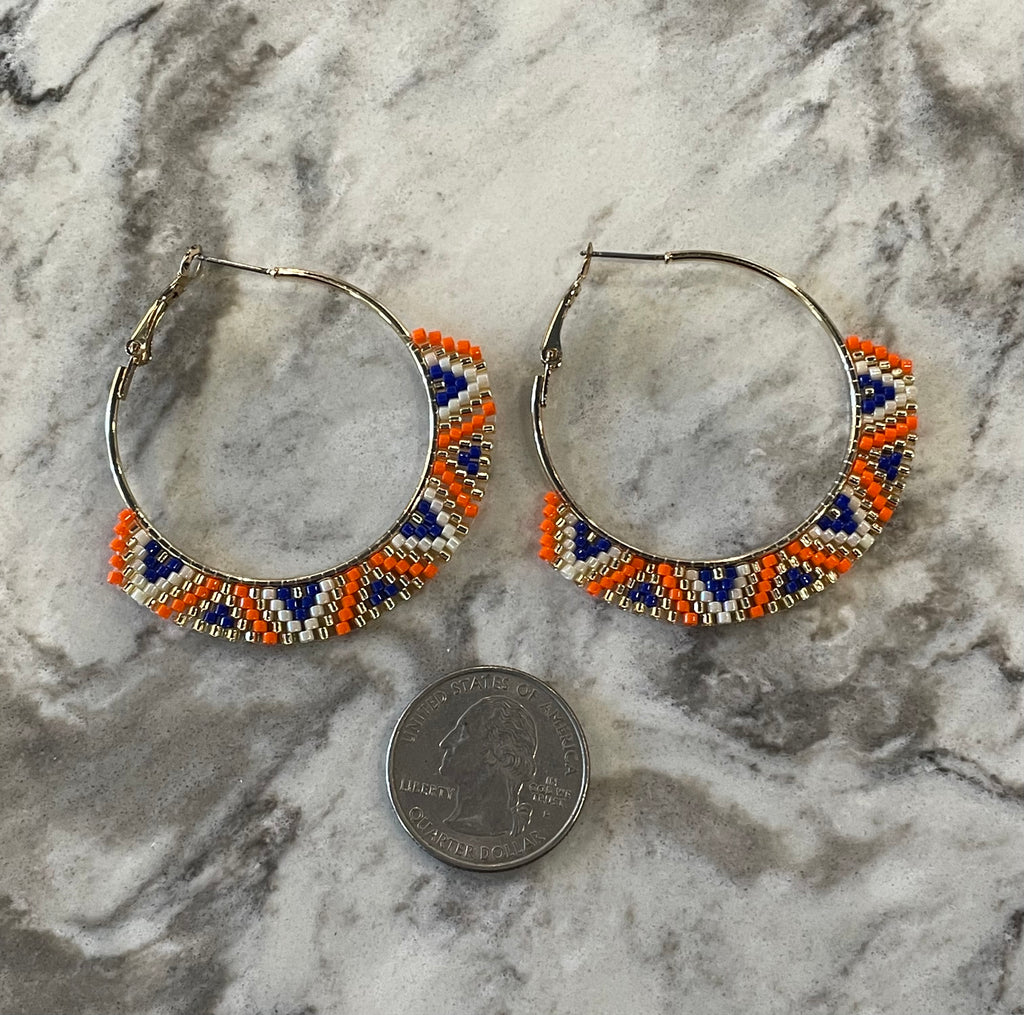 Orange and Blue Stainless Seedbead Earrings