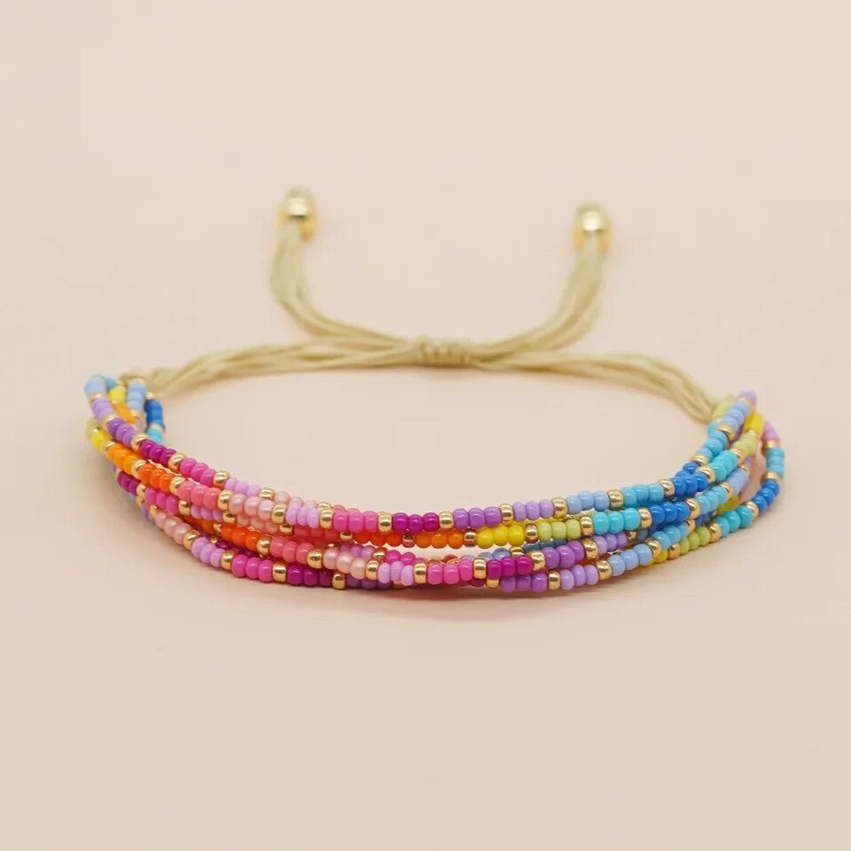 Rainbow Pull Seedbead Bracelet