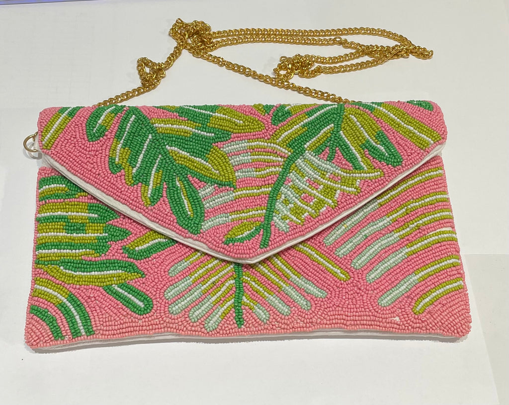 Palm Trees Beaded Clutch