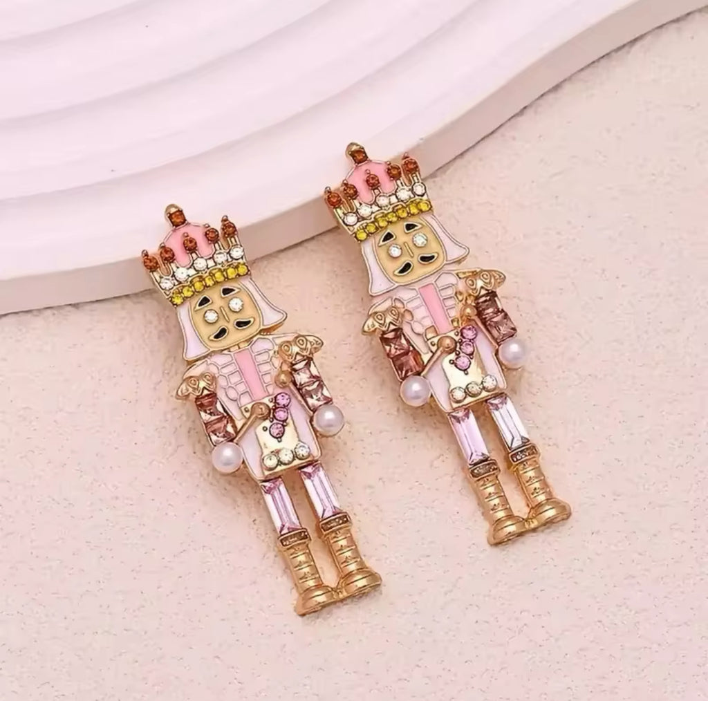 Pink Nutcracker Crystal Earrings