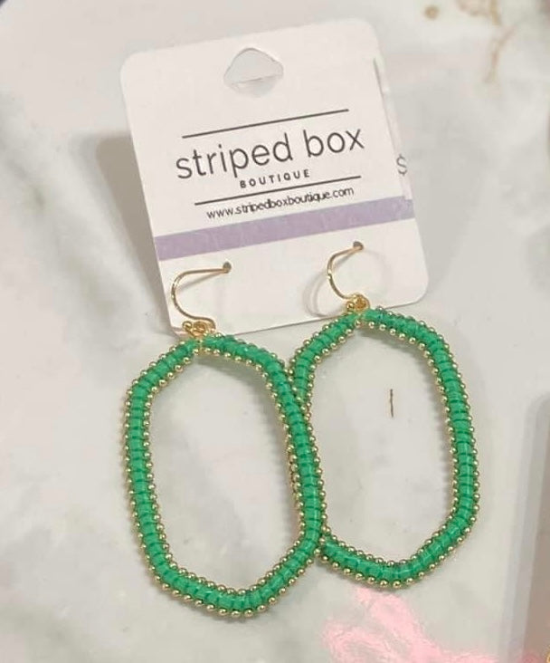 Green and Gold Threaded Ovals