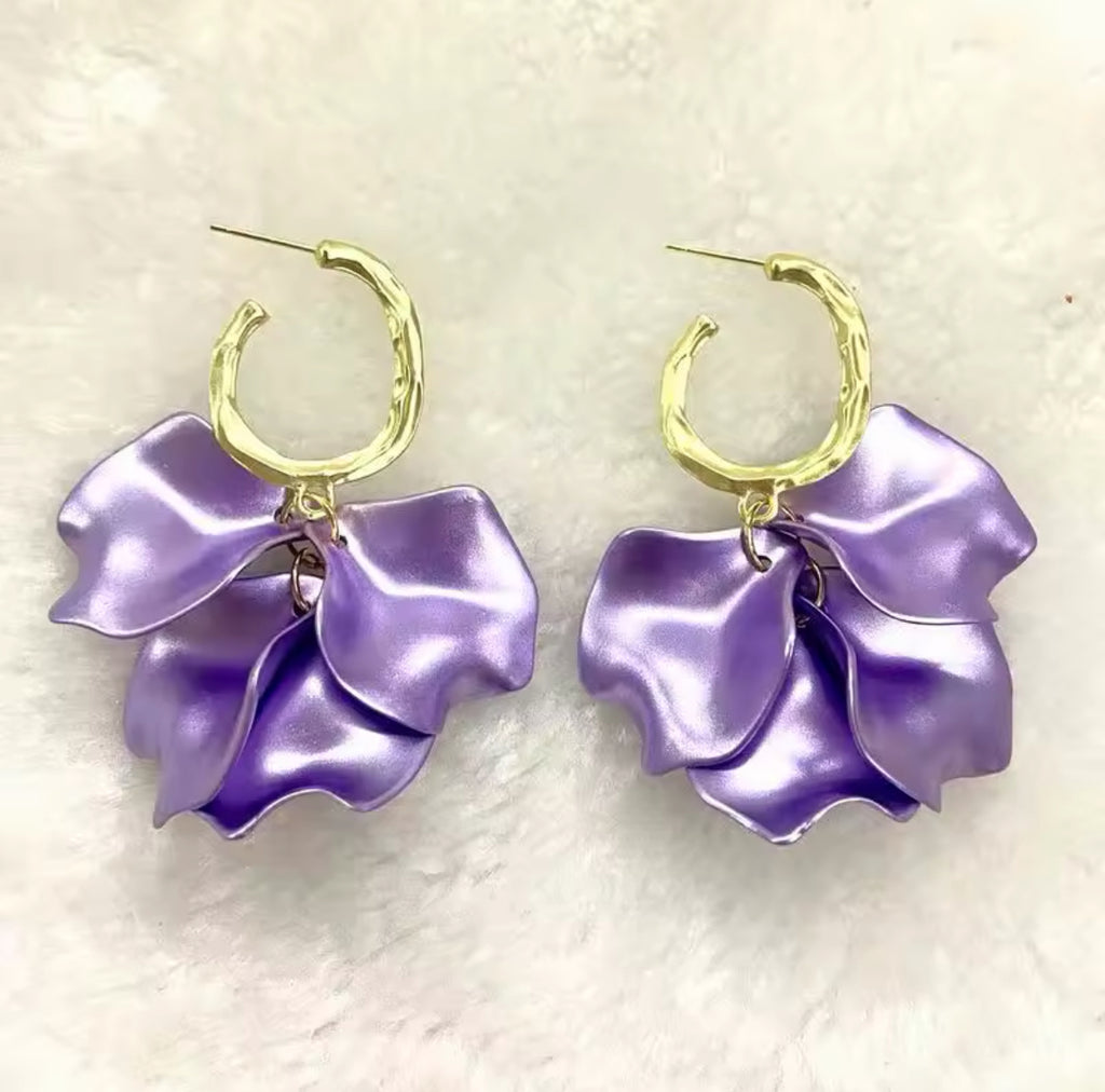 Metallic Petal Drop Earrings