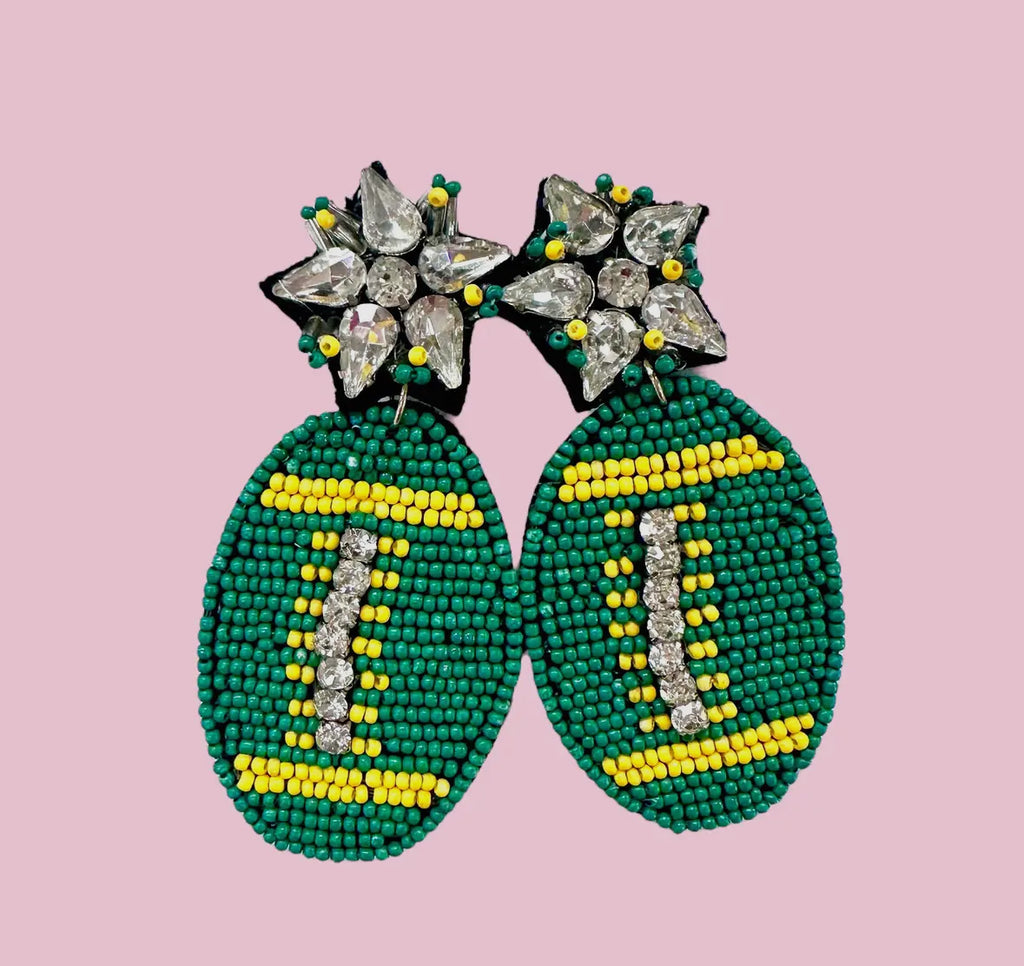 Beaded Football Earrings