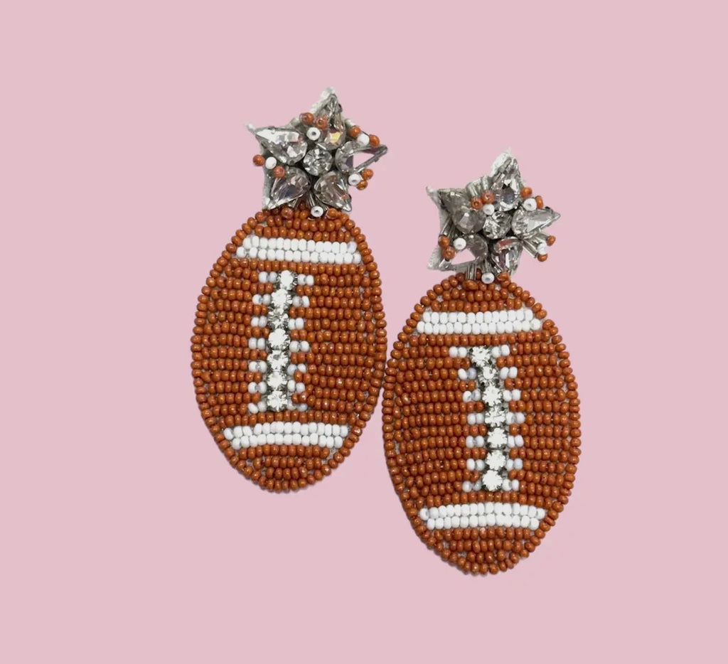 Beaded Football Earrings