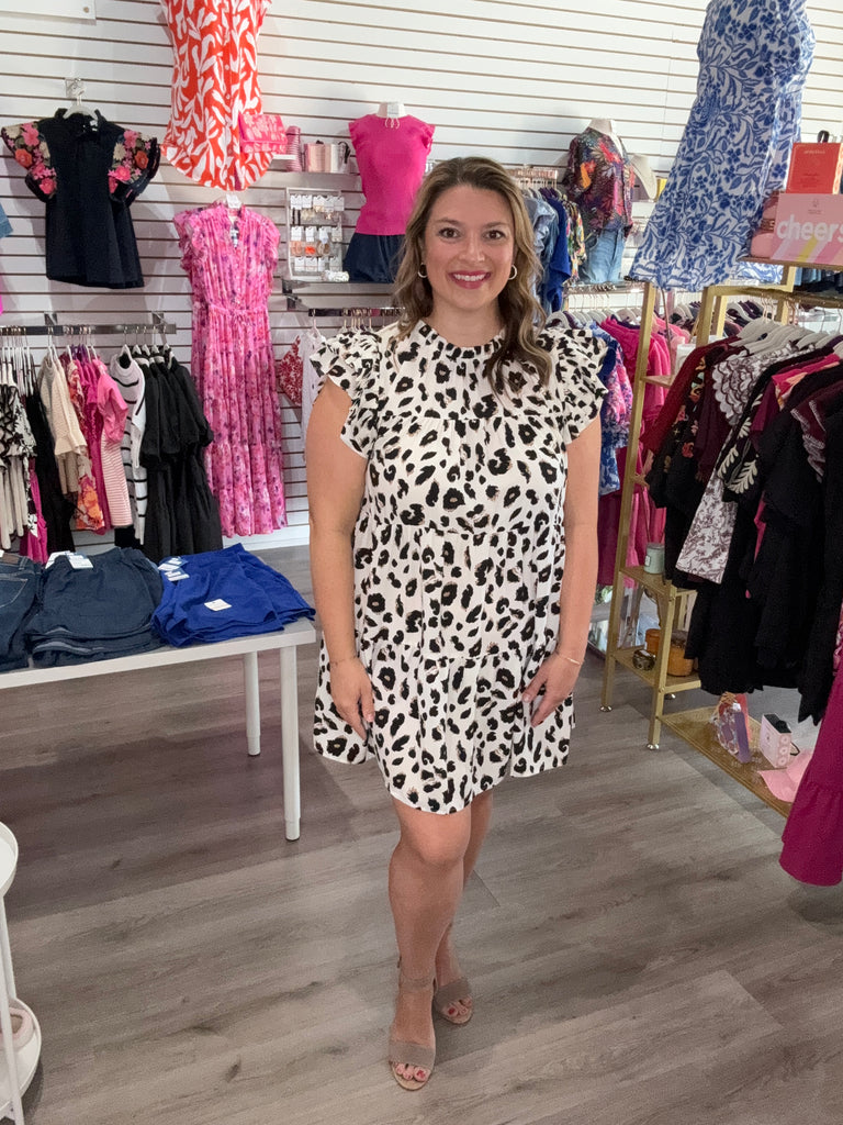 Tiered Ivory Leopard Dress