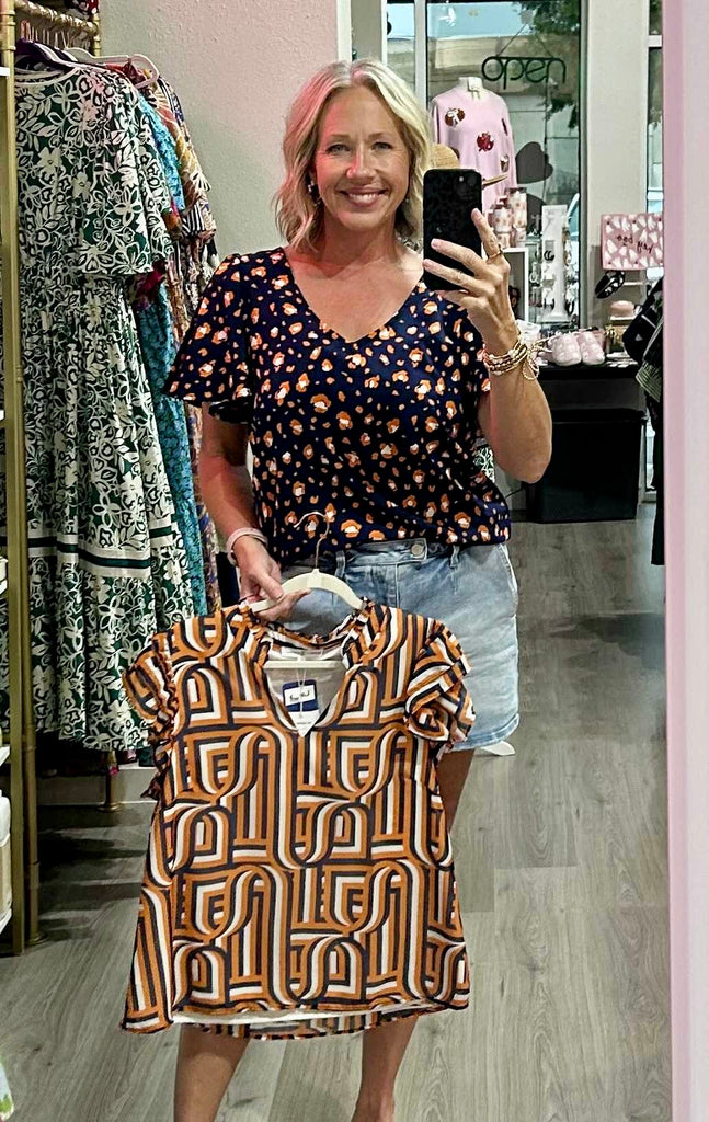 Paisley Top Navy Orange